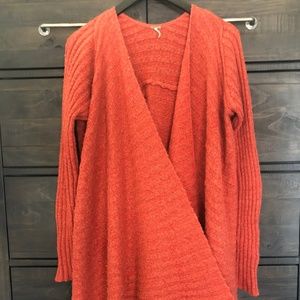 Free People Drape Front Ribbed Sweater Cardigan